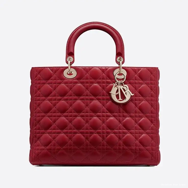 Gold Cannage Lady Bag Large Lambskin Dior Red 0622 Luxury